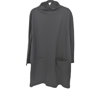 Clara Sunwoo Tunic Dress Women Large Black‎ Mock Neck Pocketed Long Sleeve Knit